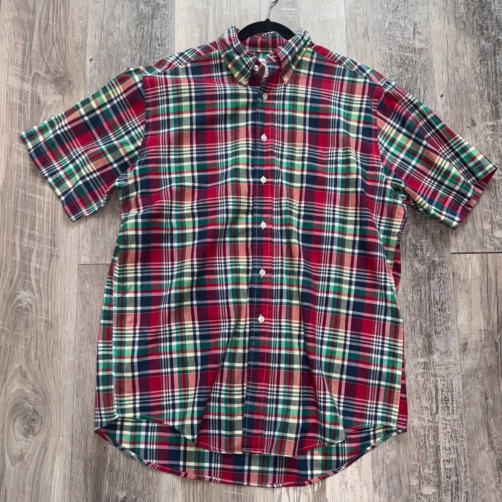 Brooks Brothers THE ORIGINAL POLO SHIRT Mens L Multicolor Plaid Cotton